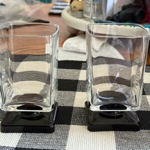 2 black base wine glasses